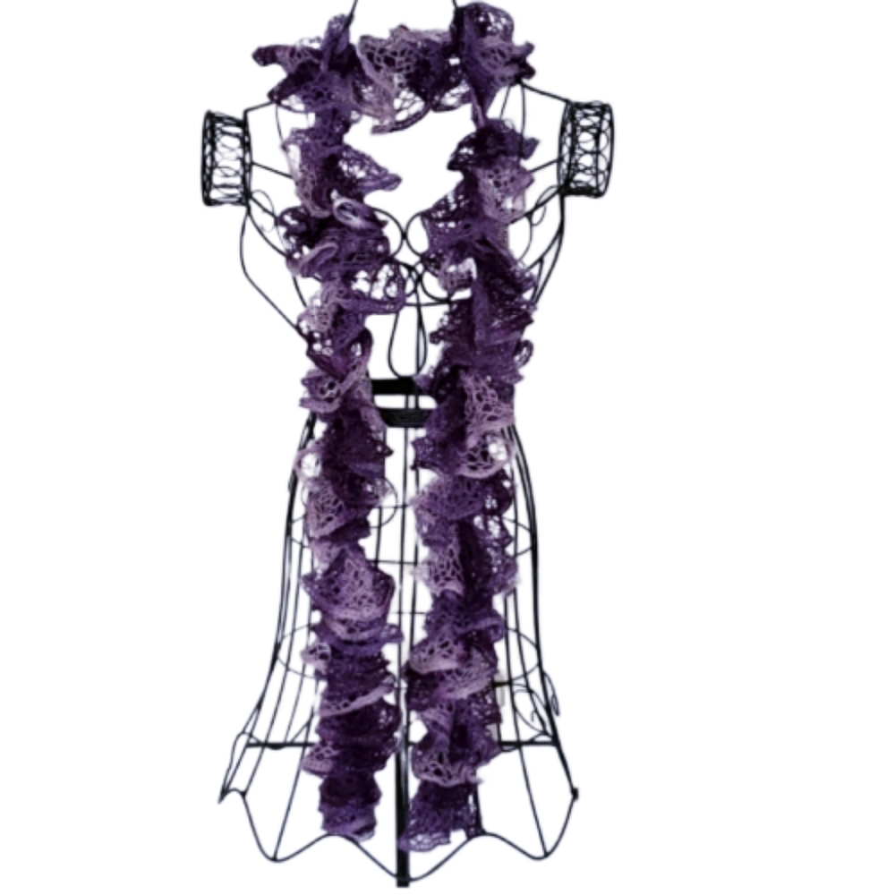 Purple and silver elegant knit scarf